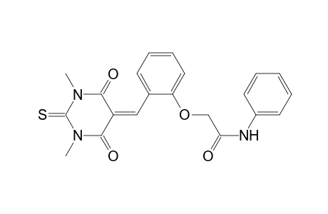 2-[2-[(1,3-dimethyl-4,6-dioxo-2-sulfanylidene-1,3-diazinan-5-ylidene)methyl]phenoxy]-N-phenylacetamide