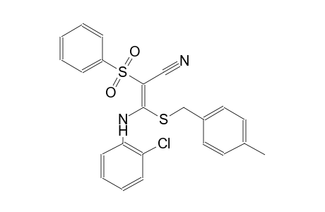 2-propenenitrile, 3-[(2-chlorophenyl)amino]-3-[[(4-methylphenyl)methyl]thio]-2-(phenylsulfonyl)-, (2E)-