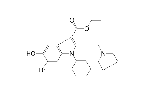 6-Bromo-1-cyclohexyl-5-hydroxy-2-(1-pyrrolidinylmethyl)-3-indolecarboxylic acid ethyl ester