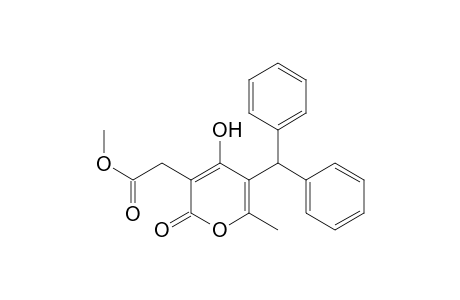 2H-Pyran-3-acetic acid, 5-(diphenylmethyl)-4-hydroxy-6-methyl-2-oxo-, methyl ester