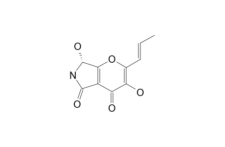 PYRANONIGRIN_A;(7-R)-3,7-DIHYDROXY-2-[(1-E)-PROP-1-ENYL]-6,7-DIHYDROPYRANO-[2.3-C]-PYRROLE-4,5-DIONE