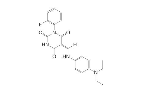 (5E)-5-{[4-(diethylamino)anilino]methylene}-1-(2-fluorophenyl)-2,4,6(1H,3H,5H)-pyrimidinetrione