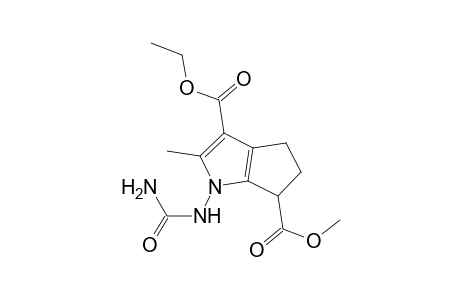 2-Methyl-1-ureido-1,4,5,6-tetrahydro-cyclopenta[b]pyrrole-3,6-dicarboxylic acid 3-ethyl ester 6-methyl ester