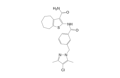 2-({3-[(4-chloro-3,5-dimethyl-1H-pyrazol-1-yl)methyl]benzoyl}amino)-5,6,7,8-tetrahydro-4H-cyclohepta[b]thiophene-3-carboxamide