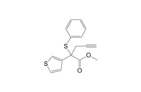 Methyl 2-(phenylthio)-2-(thiophen-3-yl)pent-4-ynoate