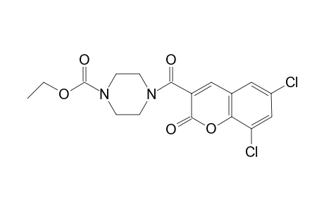 4-(6,8-dichloro-2-keto-chromene-3-carbonyl)piperazine-1-carboxylic acid ethyl ester