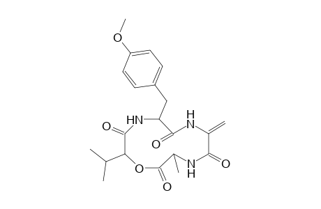 L-Alanine, N-[2,3-didehydro-N-[N-(2-hydroxy-3-methyl-1-oxobutyl)-O-methyl-L-tyro syl]alanyl]-, .kappa.-lactone, (S)-