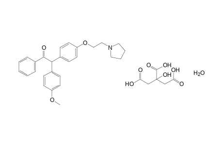 2-(p-methoxyphenyl)-2-{p-[2-(1-pyrrolidinyl)ethoxy]phenyl}acetophenone, citrate(1:1)(salt), hydrate