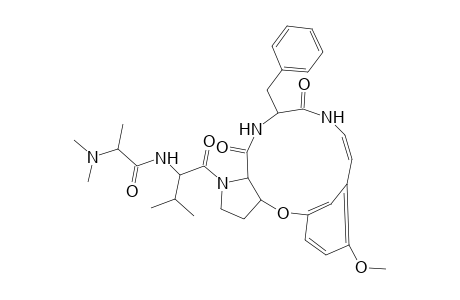 Propanamide, 2-(dimethylamino)-N-[2-methyl-1-[[3,3a,12,13,14,15,16,16a-octahydro-8-methoxy-13,16-dioxo-14-(phenylmethyl)-5,9-metheno-9H-pyrrolo[3,2-b][1,5,8]oxadiazacyclopentadecin-1(2H)-yl]carbonyl]propyl]-