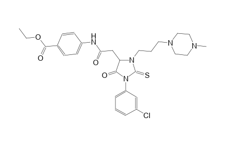 ethyl 4-[({1-(3-chlorophenyl)-3-[3-(4-methyl-1-piperazinyl)propyl]-5-oxo-2-thioxo-4-imidazolidinyl}acetyl)amino]benzoate