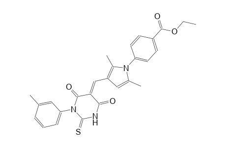 ethyl 4-{2,5-dimethyl-3-[(E)-(1-(3-methylphenyl)-4,6-dioxo-2-thioxotetrahydro-5(2H)-pyrimidinylidene)methyl]-1H-pyrrol-1-yl}benzoate