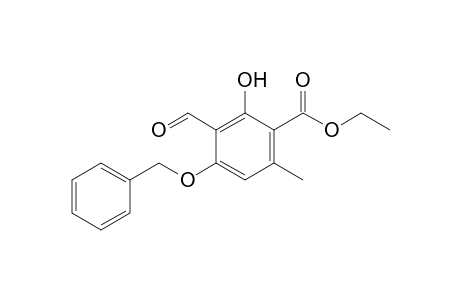 Benzoic acid, 3-formyl-2-hydroxy-6-methyl-4-(phenylmethoxy)-, ethyl ester