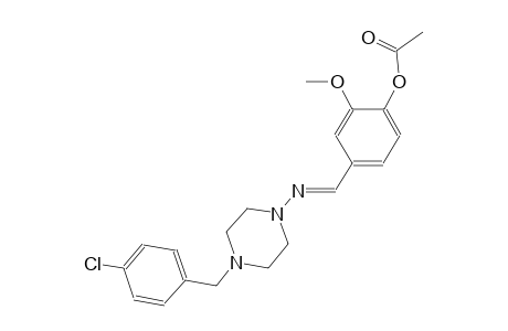 phenol, 4-[(E)-[[4-[(4-chlorophenyl)methyl]-1-piperazinyl]imino]methyl]-2-methoxy-, acetate (ester)