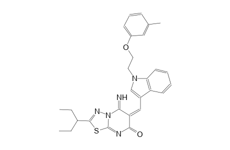 (6E)-2-(1-ethylpropyl)-5-imino-6-({1-[2-(3-methylphenoxy)ethyl]-1H-indol-3-yl}methylene)-5,6-dihydro-7H-[1,3,4]thiadiazolo[3,2-a]pyrimidin-7-one