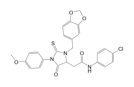 2-[3-(1,3-benzodioxol-5-ylmethyl)-1-(4-methoxyphenyl)-5-oxo-2-thioxo-4-imidazolidinyl]-N-(4-chlorophenyl)acetamide