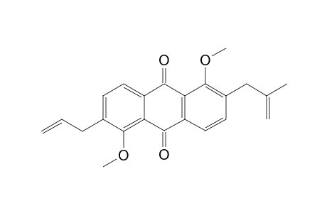 1,5-Dimethoxy-2-(2'-methylprop-2'-enyl)-6-(prop-2''-enyl-9,10-anthraquinone