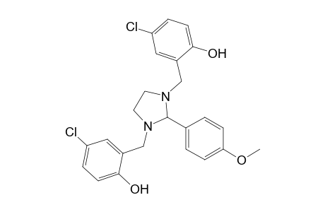 4-Chloranyl-2-[[3-[(5-chloranyl-2-oxidanyl-phenyl)methyl]-2-(4-methoxyphenyl)imidazolidin-1-yl]methyl]phenol