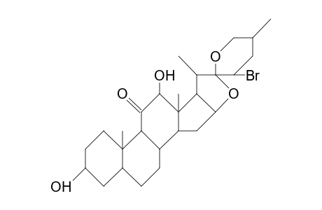 23a-Bromo-3b,12b-dihydroxy-(25R)-5a-spirostan-11-one