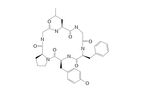 CHERIMOLACYCLOPEPTIDE_E;CYCLO-LEU-(1)-GLY-(2)-PRO-(3)-TYR-(OH)-(4)-PHE-(5)-GLY-(6);SYNTHETIC