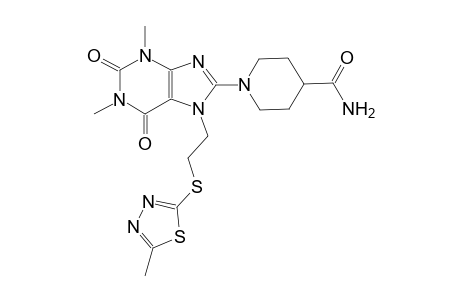 1-(1,3-dimethyl-7-{2-[(5-methyl-1,3,4-thiadiazol-2-yl)sulfanyl]ethyl}-2,6-dioxo-2,3,6,7-tetrahydro-1H-purin-8-yl)-4-piperidinecarboxamide
