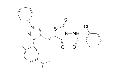 benzamide, 2-chloro-N-[(5Z)-5-[[3-[2-methyl-5-(1-methylethyl)phenyl]-1-phenyl-1H-pyrazol-4-yl]methylene]-4-oxo-2-thioxothiazolidinyl]-