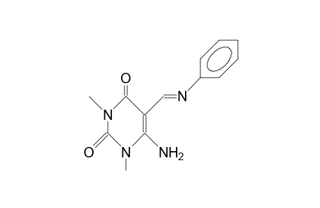 2,4(1H,3H)-Pyrimidinedione, 6-amino-1,3-dimethyl-5-[(phenylimino)methyl]-