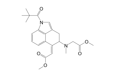 (E)-Methyl (+-)-4-(N-methoxycarbonylmethyl-N-methyl)amino-1-pivaloyl-1,3,4,5-tetrahydrobenz[c,d]indole-5-acrylate