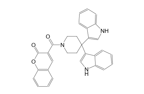2H-1-benzopyran-2-one, 3-[[4,4-di(1H-indol-3-yl)-1-piperidinyl]carbonyl]-