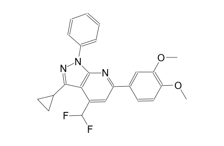 1H-pyrazolo[3,4-b]pyridine, 3-cyclopropyl-4-(difluoromethyl)-6-(3,4-dimethoxyphenyl)-1-phenyl-