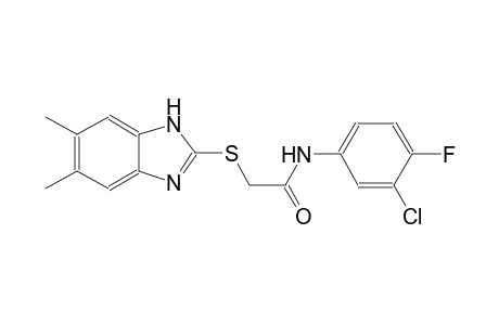 N-(3-chloro-4-fluorophenyl)-2-[(5,6-dimethyl-1H-benzimidazol-2-yl)sulfanyl]acetamide