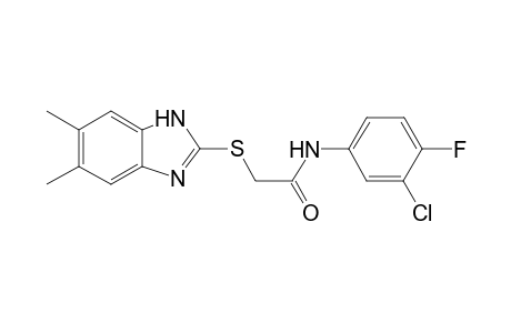 N-(3-chloro-4-fluorophenyl)-2-[(5,6-dimethyl-1H-benzimidazol-2-yl)sulfanyl]acetamide