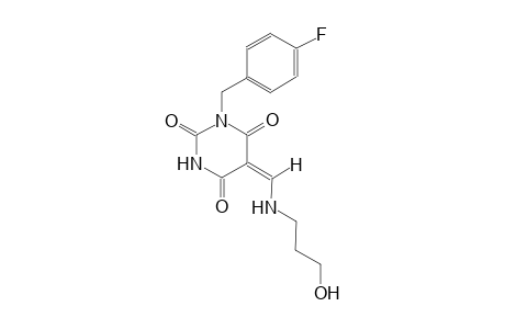 (5E)-1-(4-fluorobenzyl)-5-{[(3-hydroxypropyl)amino]methylene}-2,4,6(1H,3H,5H)-pyrimidinetrione