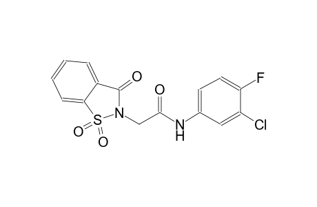 N-(3-chloro-4-fluorophenyl)-2-(1,1-dioxido-3-oxo-1,2-benzisothiazol-2(3H)-yl)acetamide