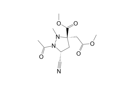 3-Pyrazolidineacetic acid, 1-acetyl-5-cyano-3-(methoxycarbonyl)-2-methyl-, methyl ester, cis-(.+-.)-