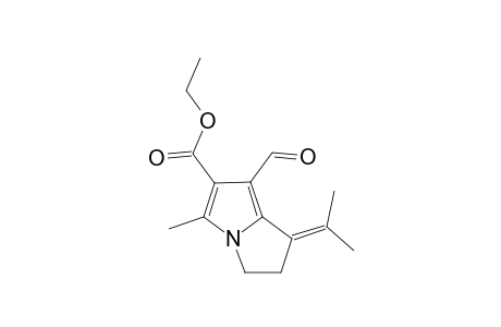 Ethyl 1-formyl-6,7-dihydro-3-methyl-7-(propan-2-ylidene)-5H-pyrrolizine-2- carboxylate