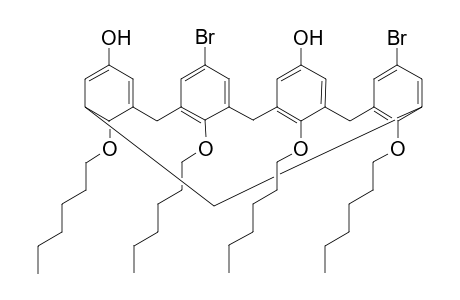11,23-Dibromo-25,26,27,28-tetrahexyloxypentacyclo[19.3.1.1(3,7).1(9,13).1(15,19)]octacosa-1(24),3(28),4,6,9(27),10,12,15(26),16,18,21(25),22-dodecane-5,17-diol