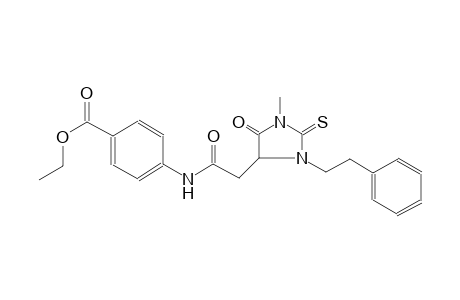 benzoic acid, 4-[[[1-methyl-5-oxo-3-(2-phenylethyl)-2-thioxo-4-imidazolidinyl]acetyl]amino]-, ethyl ester