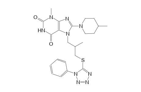 3-methyl-7-{2-methyl-3-[(1-phenyl-1H-tetraazol-5-yl)sulfanyl]propyl}-8-(4-methyl-1-piperidinyl)-3,7-dihydro-1H-purine-2,6-dione