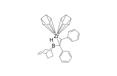 (Biscyclopentadienylzirconium)(diphenylethenyl)(.mu.-hydro)(9-borabicyclo[4.2.1]nonane) complex