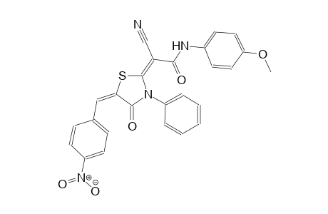 (2E)-2-cyano-N-(4-methoxyphenyl)-2-[(5E)-5-(4-nitrobenzylidene)-4-oxo-3-phenyl-1,3-thiazolidin-2-ylidene]ethanamide