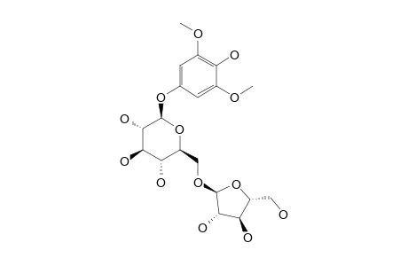RHYNCOSIDE-B;1-O-[ALPHA-L-ARABINOFURANOSYL-(1->6)-BETA-D-GLUCOPYRANOSYL]-4-HYDROXY-3,5-DIMETHOXYPHENOL