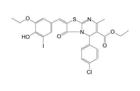 5H-thiazolo[3,2-a]pyrimidine-6-carboxylic acid, 5-(4-chlorophenyl)-2-[(3-ethoxy-4-hydroxy-5-iodophenyl)methylene]-2,3-dihydro-7-methyl-3-oxo-, ethyl