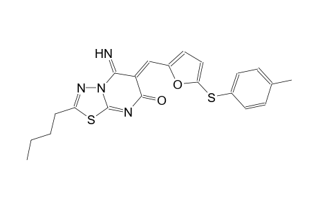 (6Z)-2-butyl-5-imino-6-({5-[(4-methylphenyl)sulfanyl]-2-furyl}methylene)-5,6-dihydro-7H-[1,3,4]thiadiazolo[3,2-a]pyrimidin-7-one