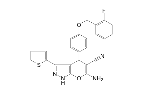 6-Amino-4-[4-(2-fluorobenzyl)oxyphenyl]-3-(2-thienyl)-2,4-dihydropyrano[2,3-c]pyrazole-5-carbonitrile