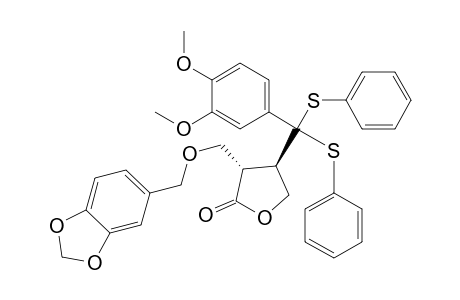 2(3H)-Furanone, 3-(1,3-benzodioxol-5-ylmethoxymethyl)-4-[(3,4-dimethoxyphenyl)bis(phenylthio)methyl]dihydro-, [3.alpha.(R*),4.beta.]-
