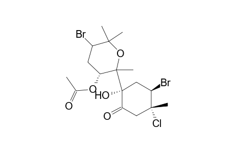 (2.alpha.(2S*,4R*,5R*),3.alpha.,5.beta.)-2-(3-(Acetyloxy)-5-bromotetrahydro-2,6,6-trimethyl-2H-pyran-2-yl)-4-bromo-5-chloro-2-hydroxy-5-methyl-cyclohexanone