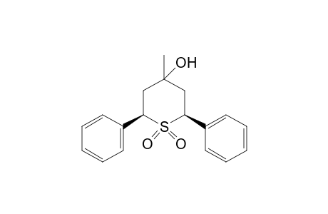 cis-2,6-diphenyl-4-methyltetrahydro-2H-thiopyran-4^e-ol, 1,1-dioxide