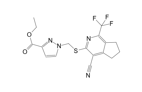 ethyl 1-({[4-cyano-1-(trifluoromethyl)-6,7-dihydro-5H-cyclopenta[c]pyridin-3-yl]sulfanyl}methyl)-1H-pyrazole-3-carboxylate