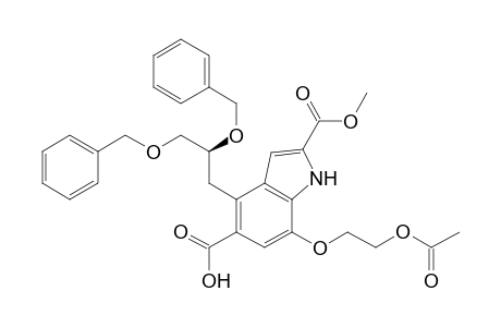 7-(2-acetoxyethoxy)-2-carbomethoxy-4-[(2S)-2,3-dibenzoxypropyl]-1H-indole-5-carboxylic acid