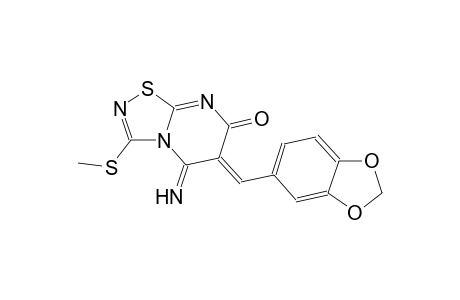 (6Z)-6-(1,3-benzodioxol-5-ylmethylene)-5-imino-3-(methylsulfanyl)-5,6-dihydro-7H-[1,2,4]thiadiazolo[4,5-a]pyrimidin-7-one
